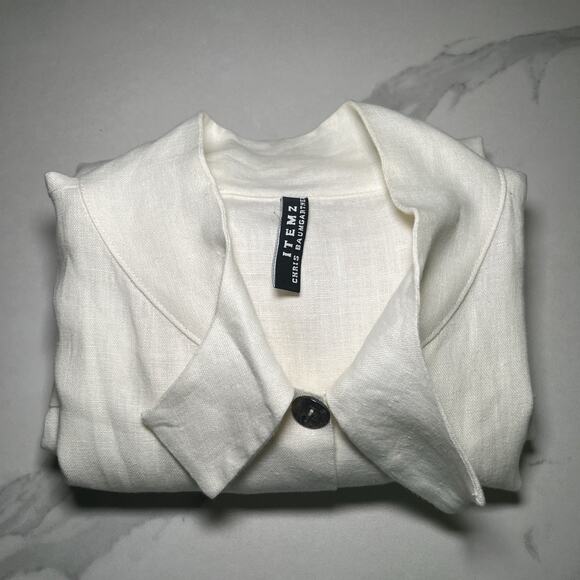 Itemz Chris Baumgartner Linen Blouse Tunic Ivory One Size Fits Most Lagenlook EC - Picture 11 of 11